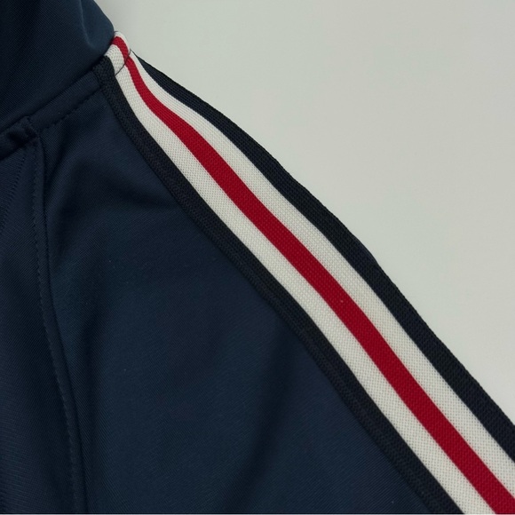 Athletic Works Women’s Navy Blue Track Jacket with Striped Sleeves Small 4-6 - Picture 4 of 11
